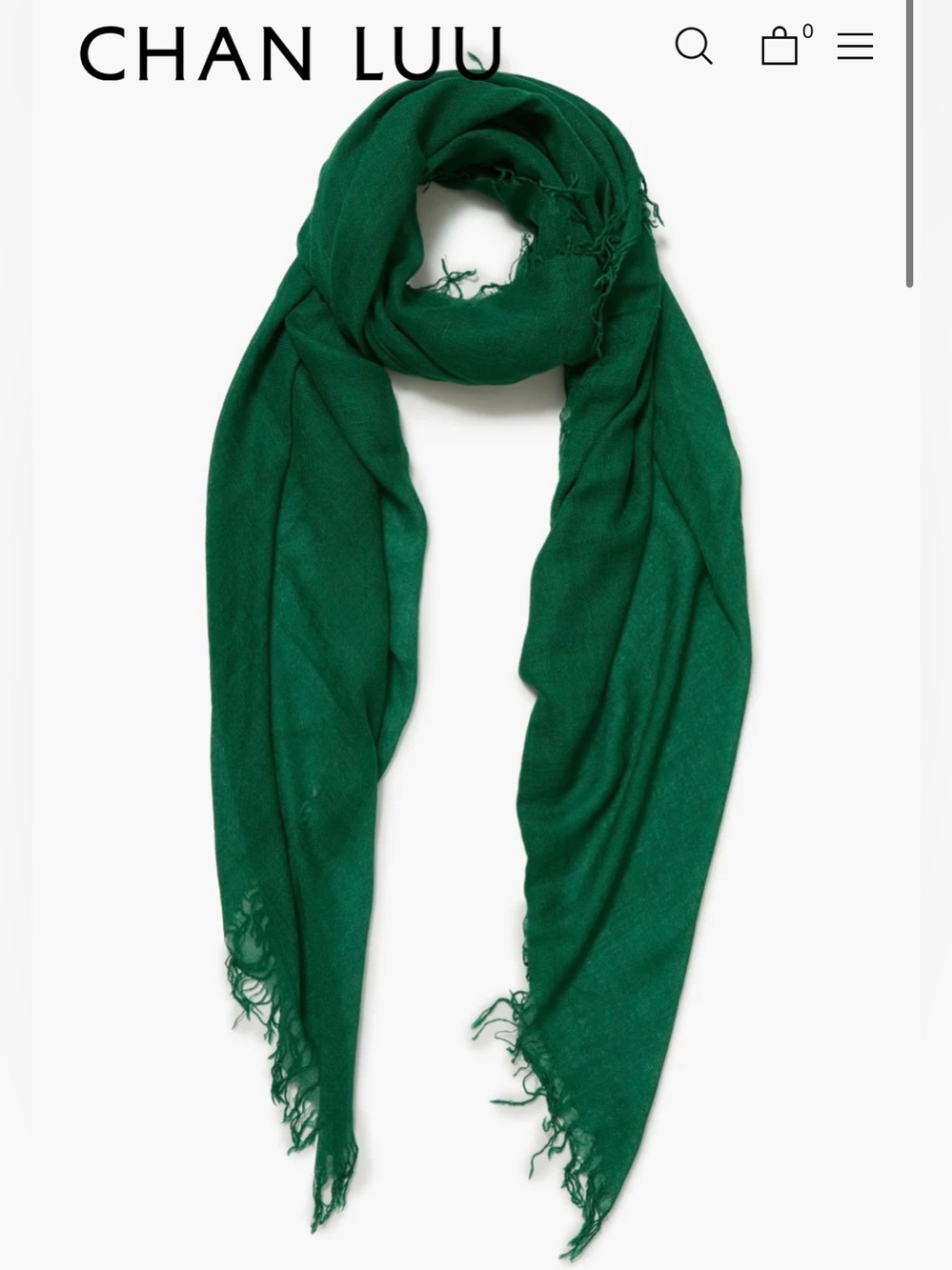 Chan Luu Distressed CASHMERE AND SILK SCARF EMERALD Square